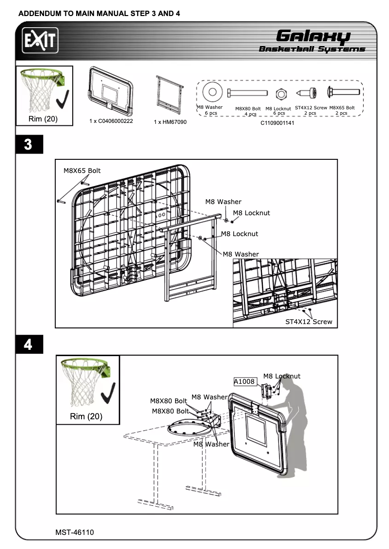 Image de la première page du manuel de l'appareil Galaxy Basketball Systems