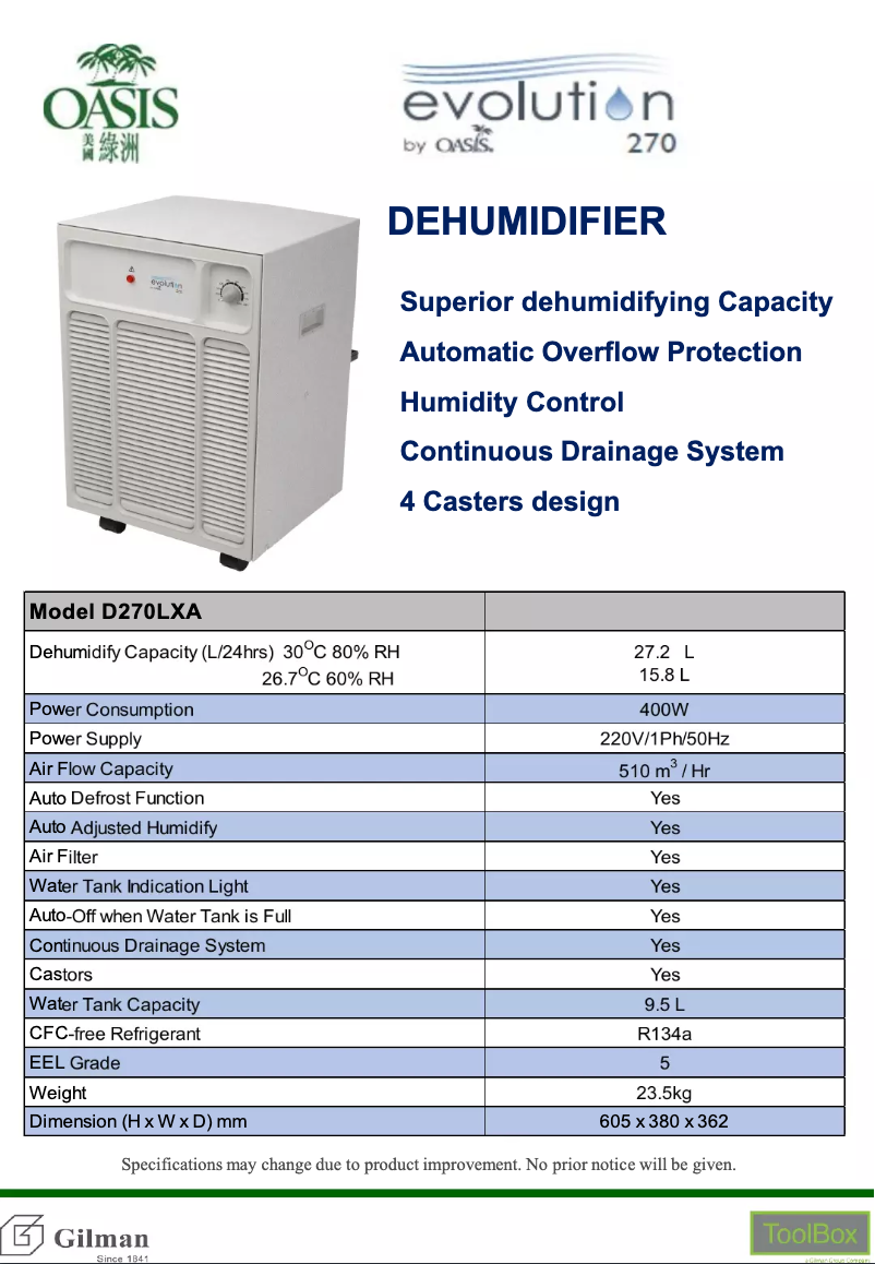 Page 1 de la notice Guide d'installation Oasis D270LXA