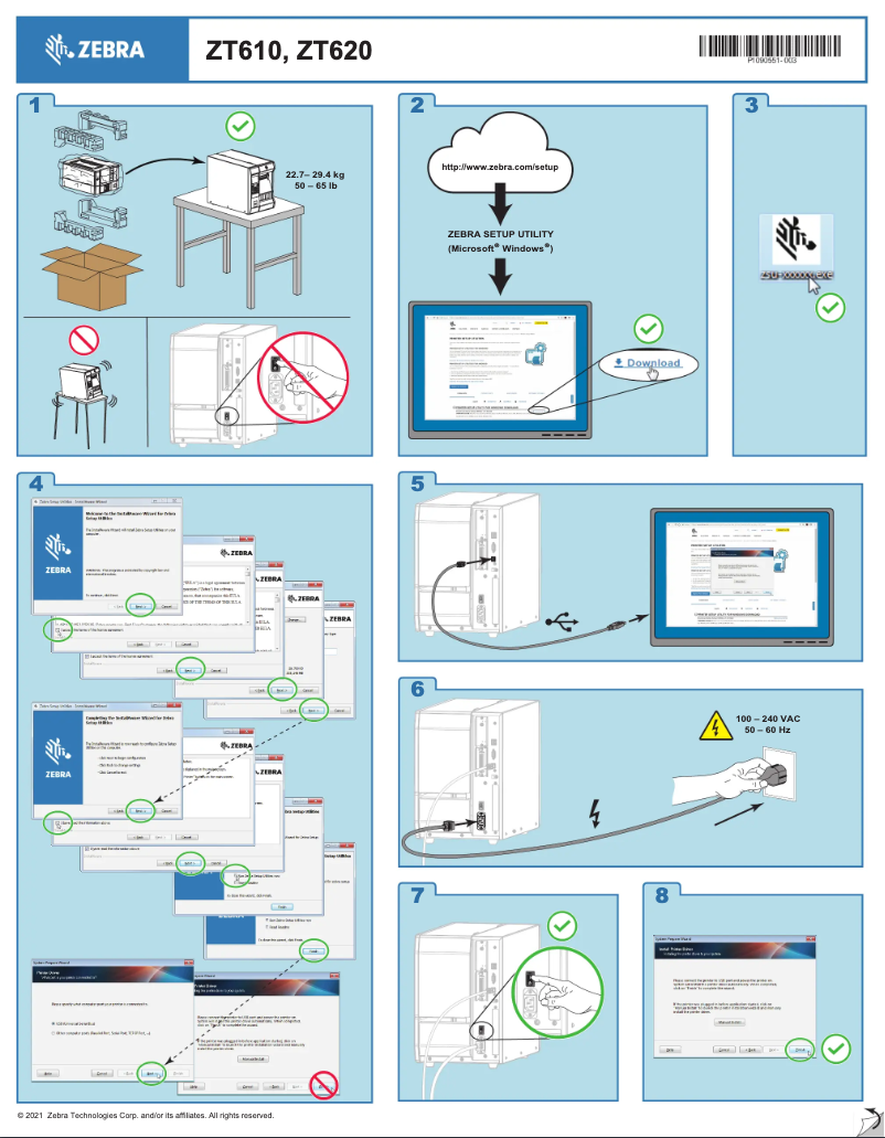 Page 1 de la notice Guide de démarrage rapide Zebra ZT610