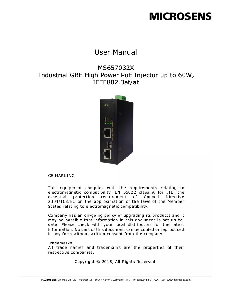 Página 1 del manual Manual de usuario Microsens MS657032X