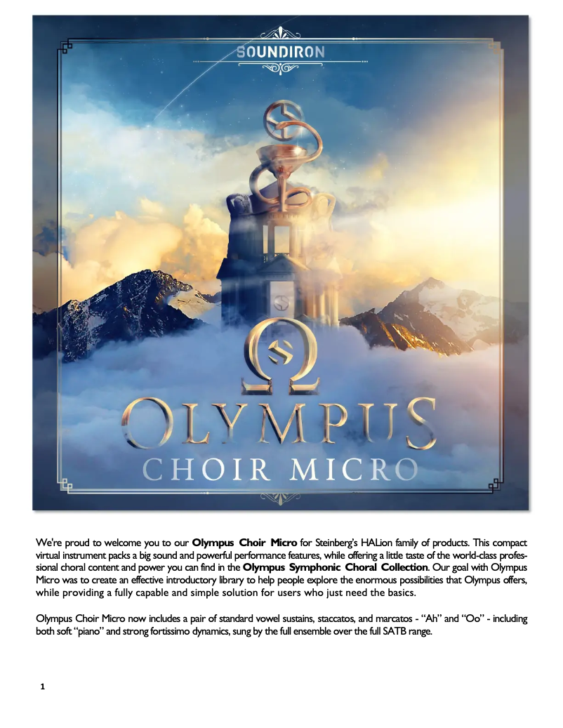 Imagen de la primera página del manual del dispositivo Olympus Choir Micro