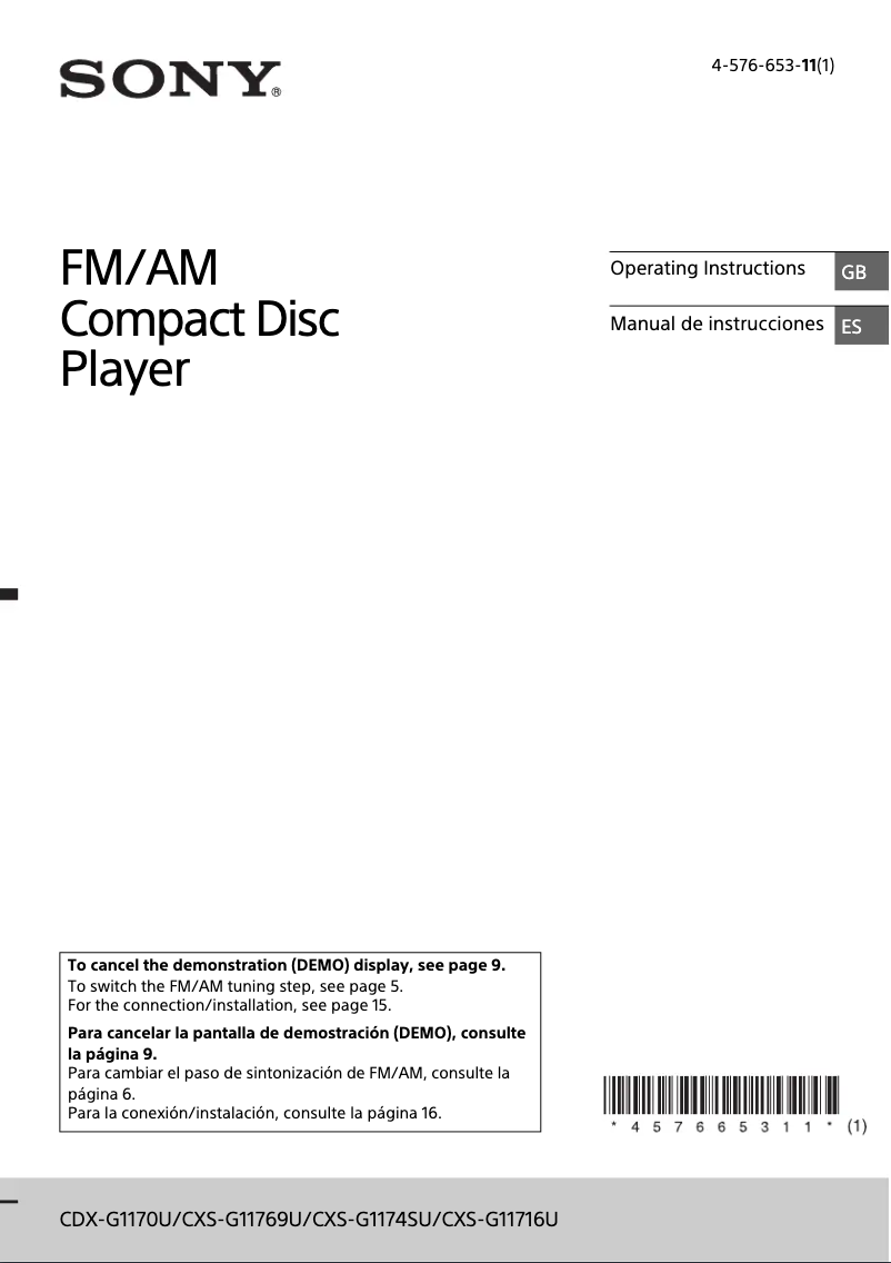 Imagen de la primera página del manual del dispositivo CXS-G11769U