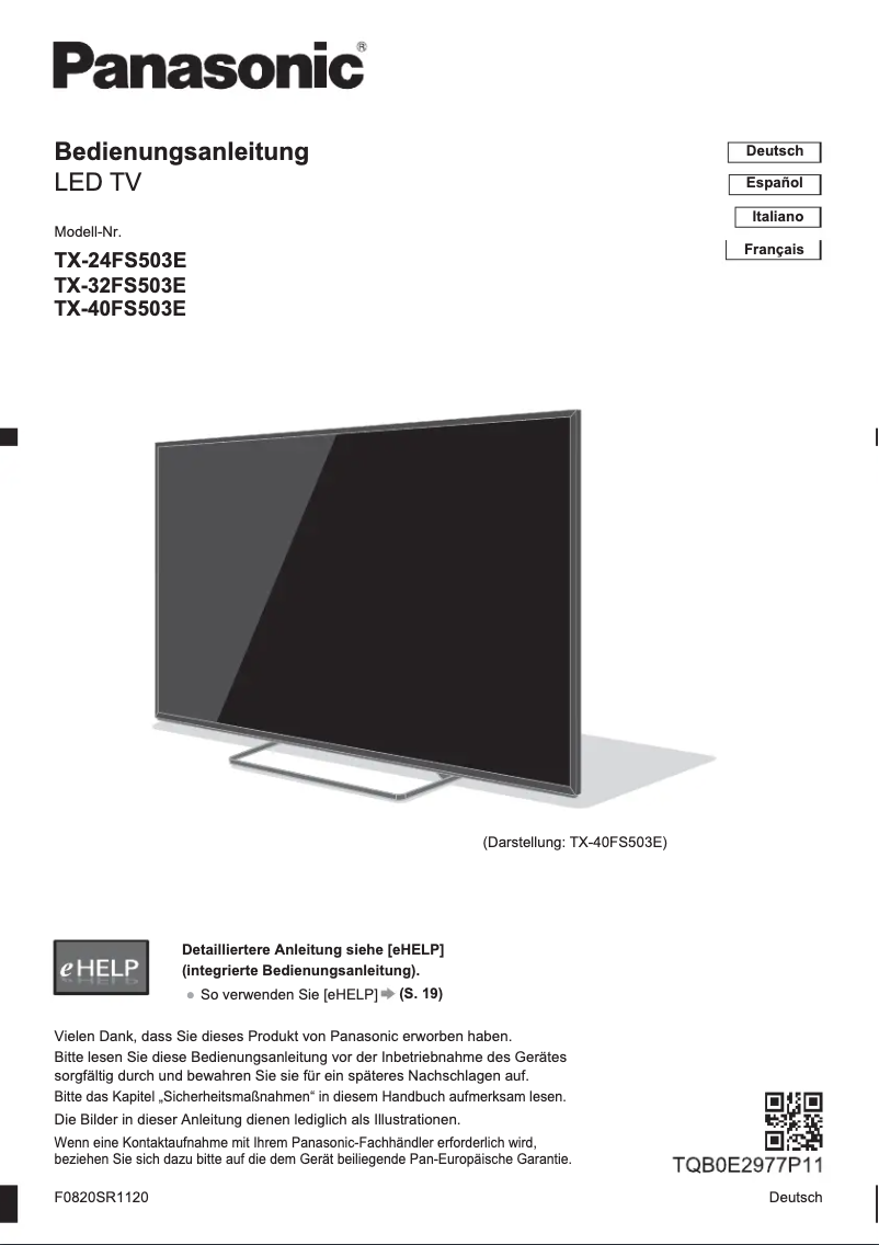 Page 1 de la notice Guide de démarrage rapide Panasonic TX-24FS503E