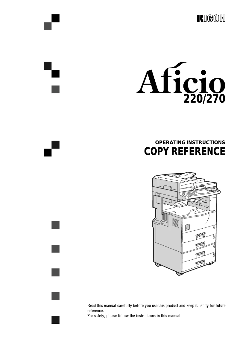 Image de la première page du manuel de l'appareil Aficio 220