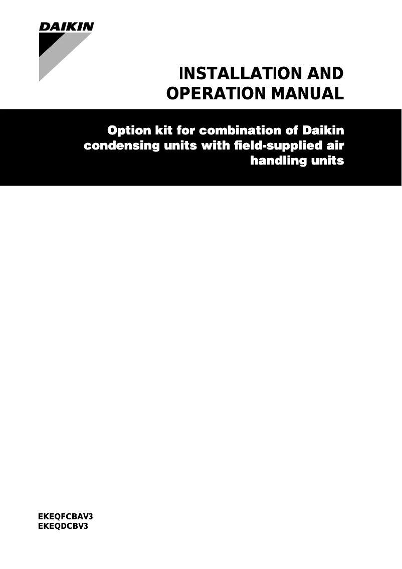 Page 1 de la notice Manuel utilisateur Daikin EKEQMCBAV3