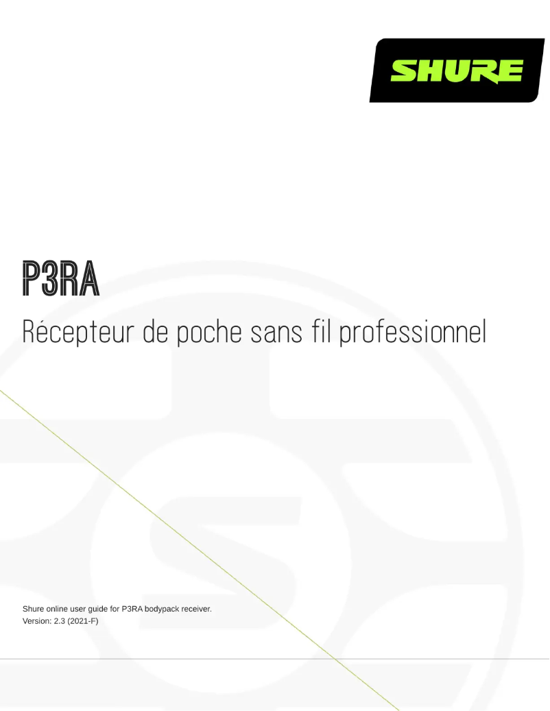 Image de la première page du manuel de l'appareil P3RA