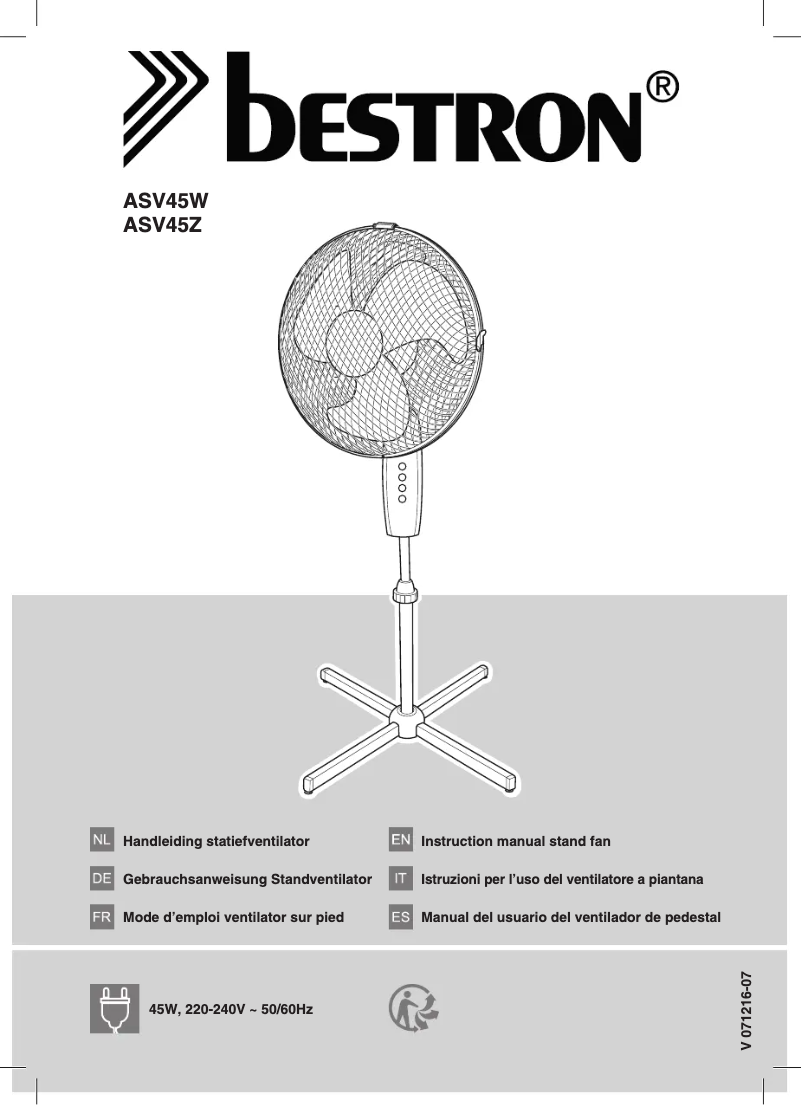 Page 1 de la notice Manuel utilisateur Bestron ASV45W