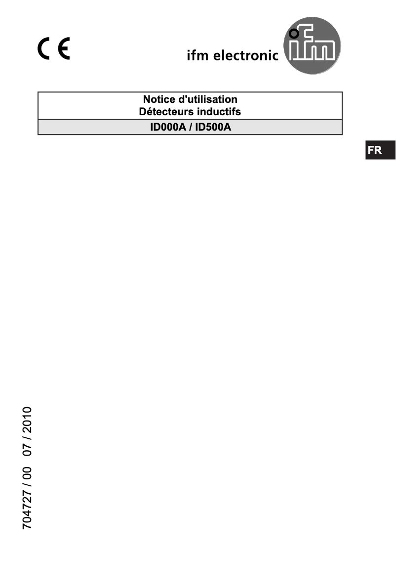 Page 1 de la notice Manuel utilisateur IFM ID000A