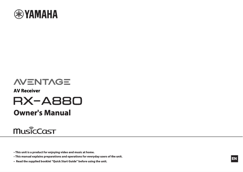 Page n°1 - Manuel utilisateur Yamaha RX-A880