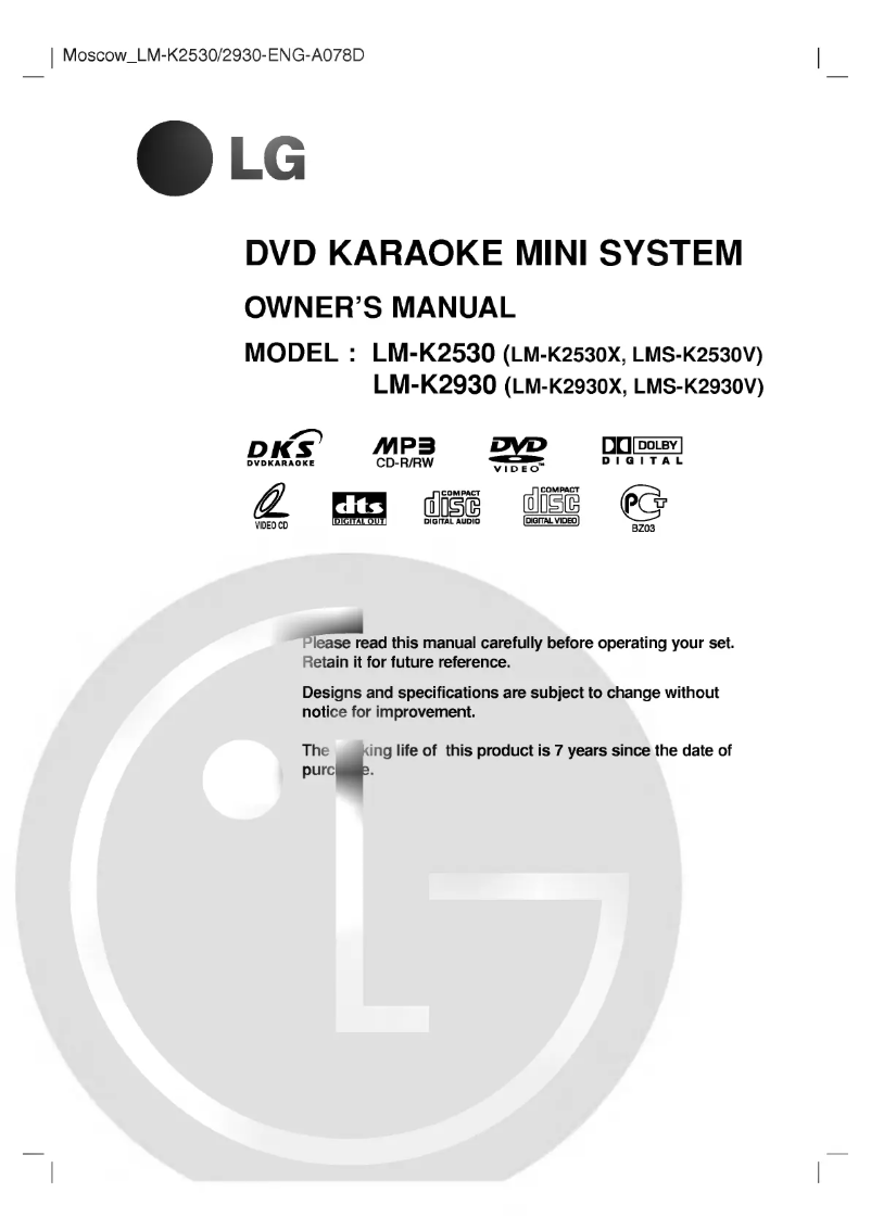 Page 1 de la notice Manuel utilisateur LG LM-K2930X