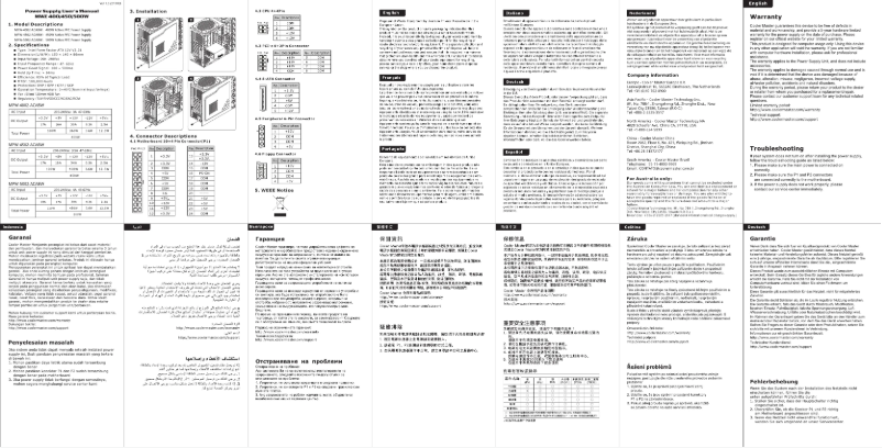 Page 1 de la notice Manuel utilisateur Cooler Master MWE 400