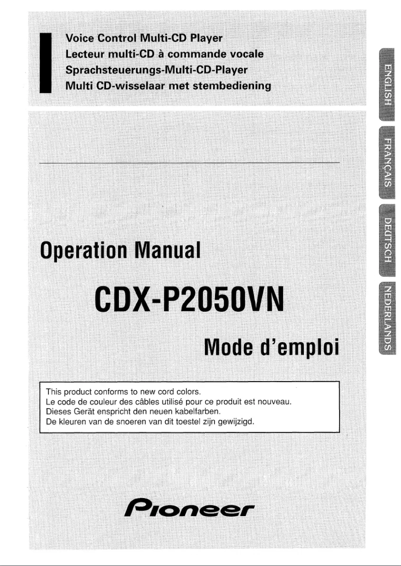 Page n°1 - Manuel utilisateur Pioneer CDX-P2050