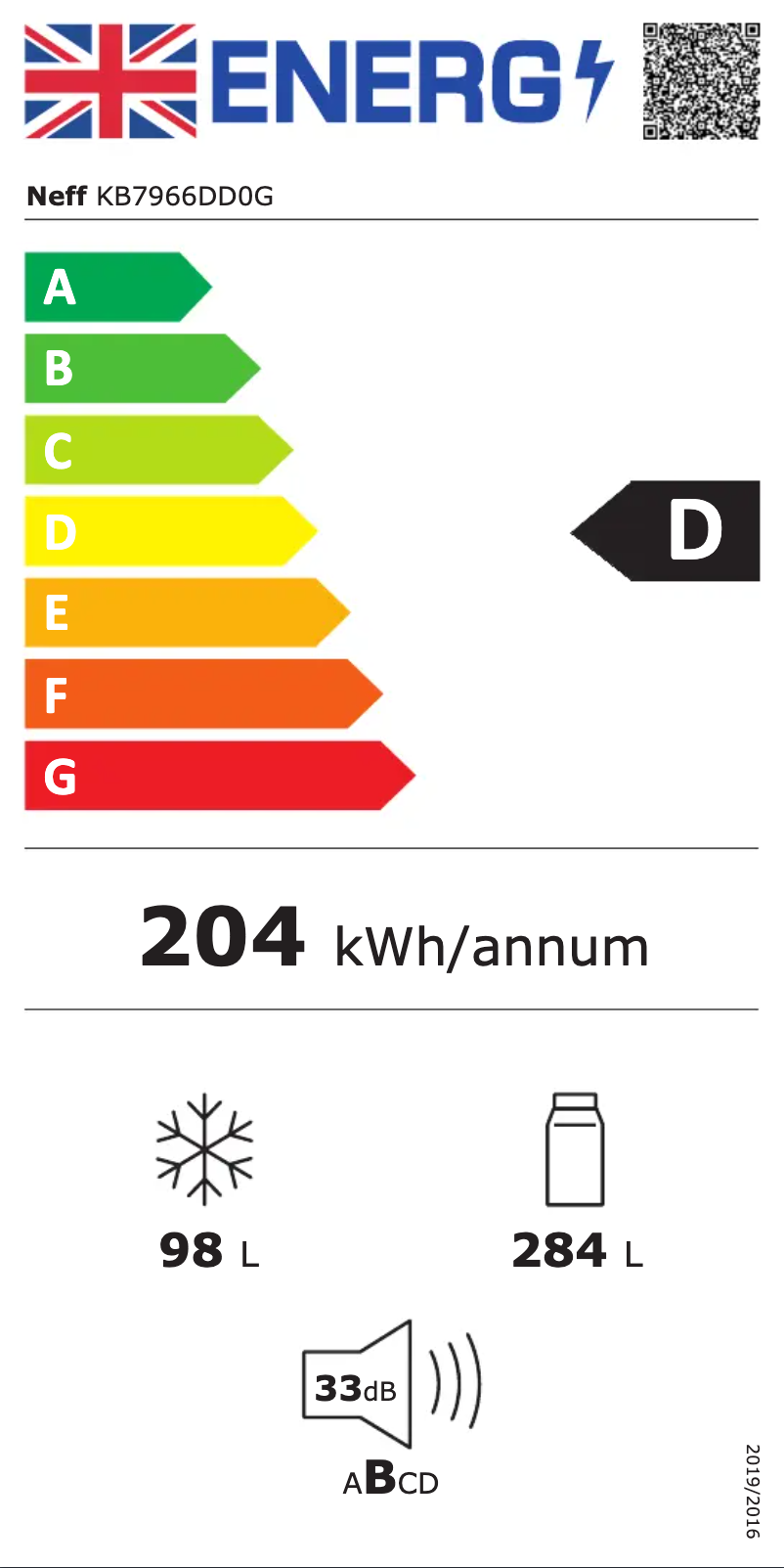 Page n°1 - Label énergétique Neff KB7966DD0G