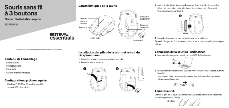 Page 1 de la notice Manuel utilisateur Best Buy BE-PMRF3B