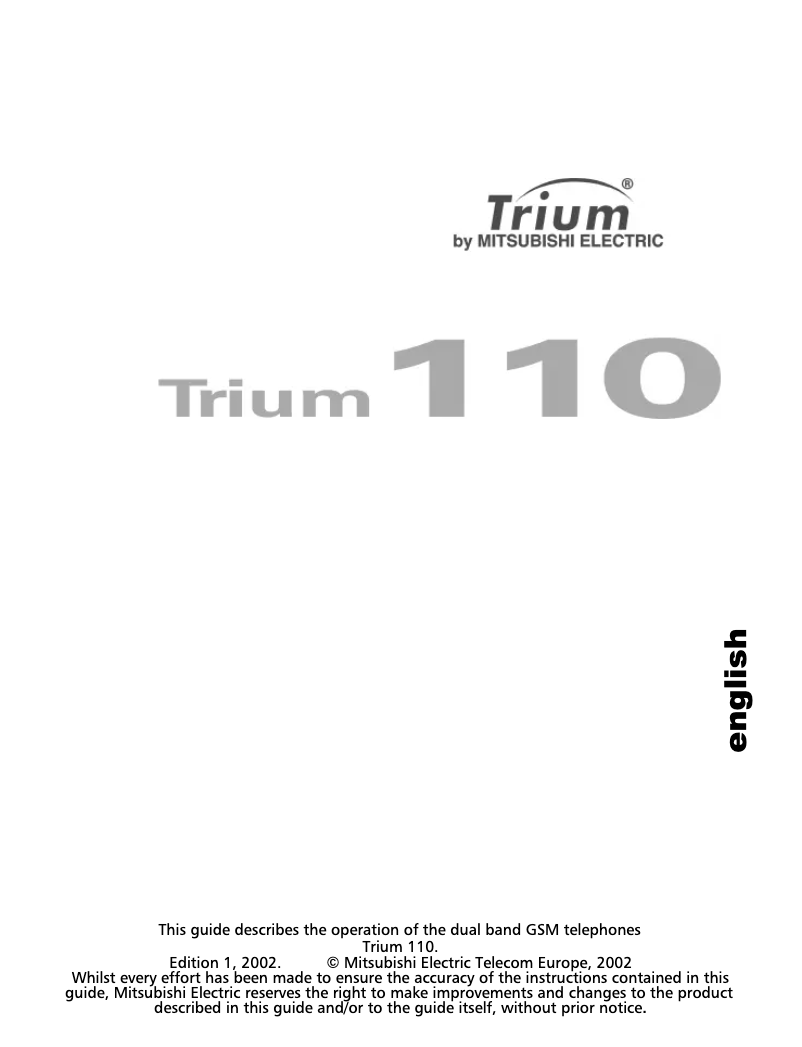 Page n°1 - Manuel utilisateur Mitsubishi Trium 110
