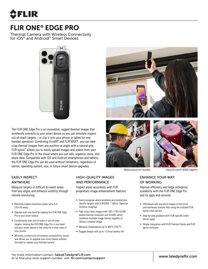 Page 1 de la notice Fiche technique FLIR ONE Edge Pro