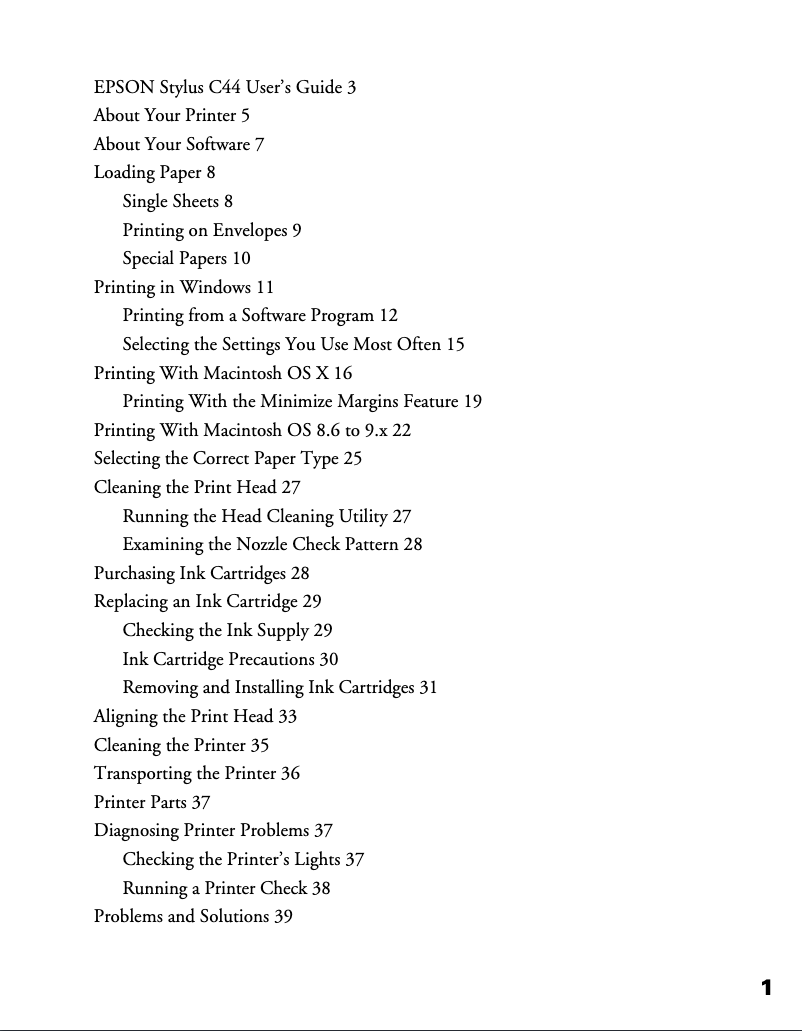 Página 1 del manual Manual de usuario Epson Stylus C44UX