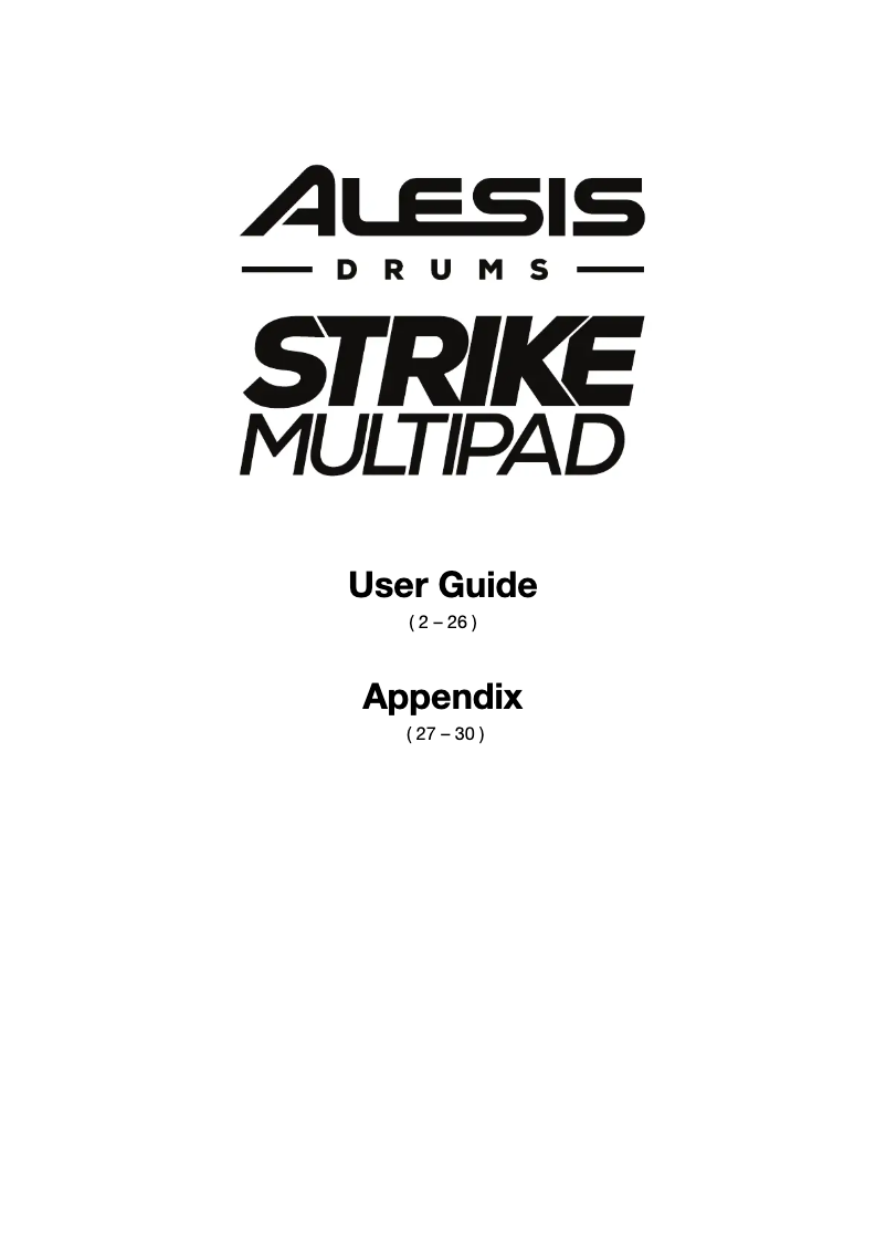 Page n°1 - Manuel utilisateur Alesis Strike Multipad