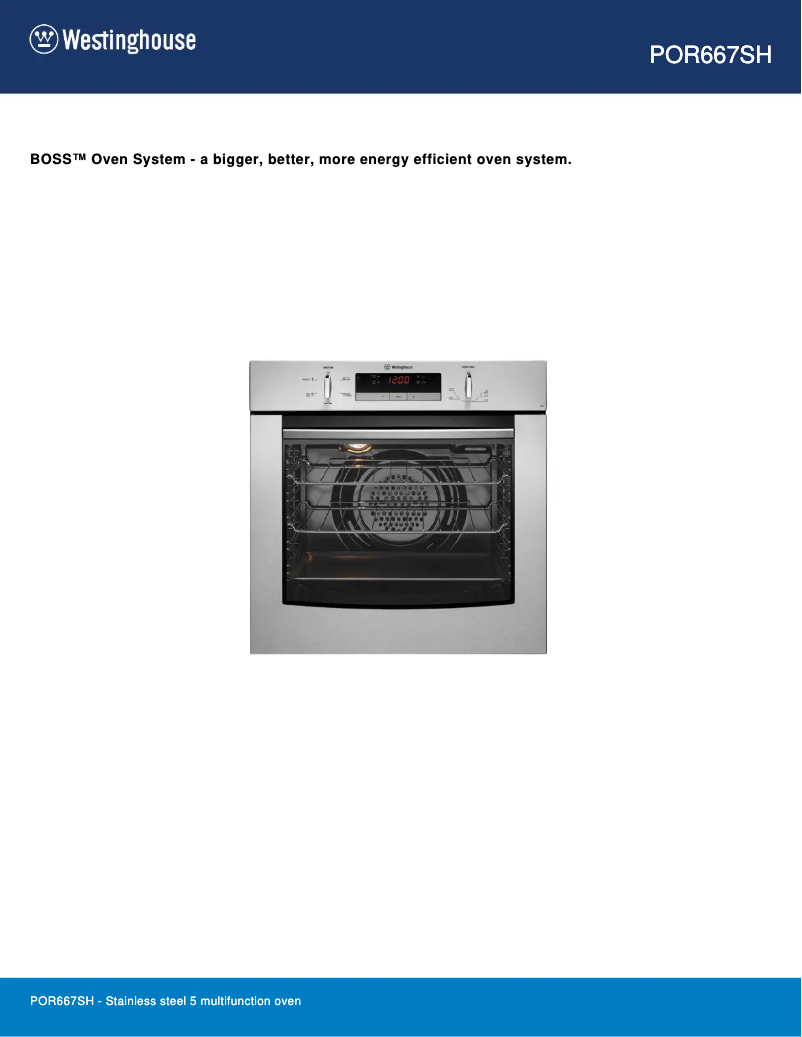 Page 1 de la notice Fiche technique Westinghouse POR667SH