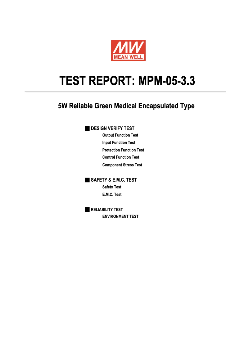 Page 1 de la notice Fiche technique Mean Well MPM-05-3.3