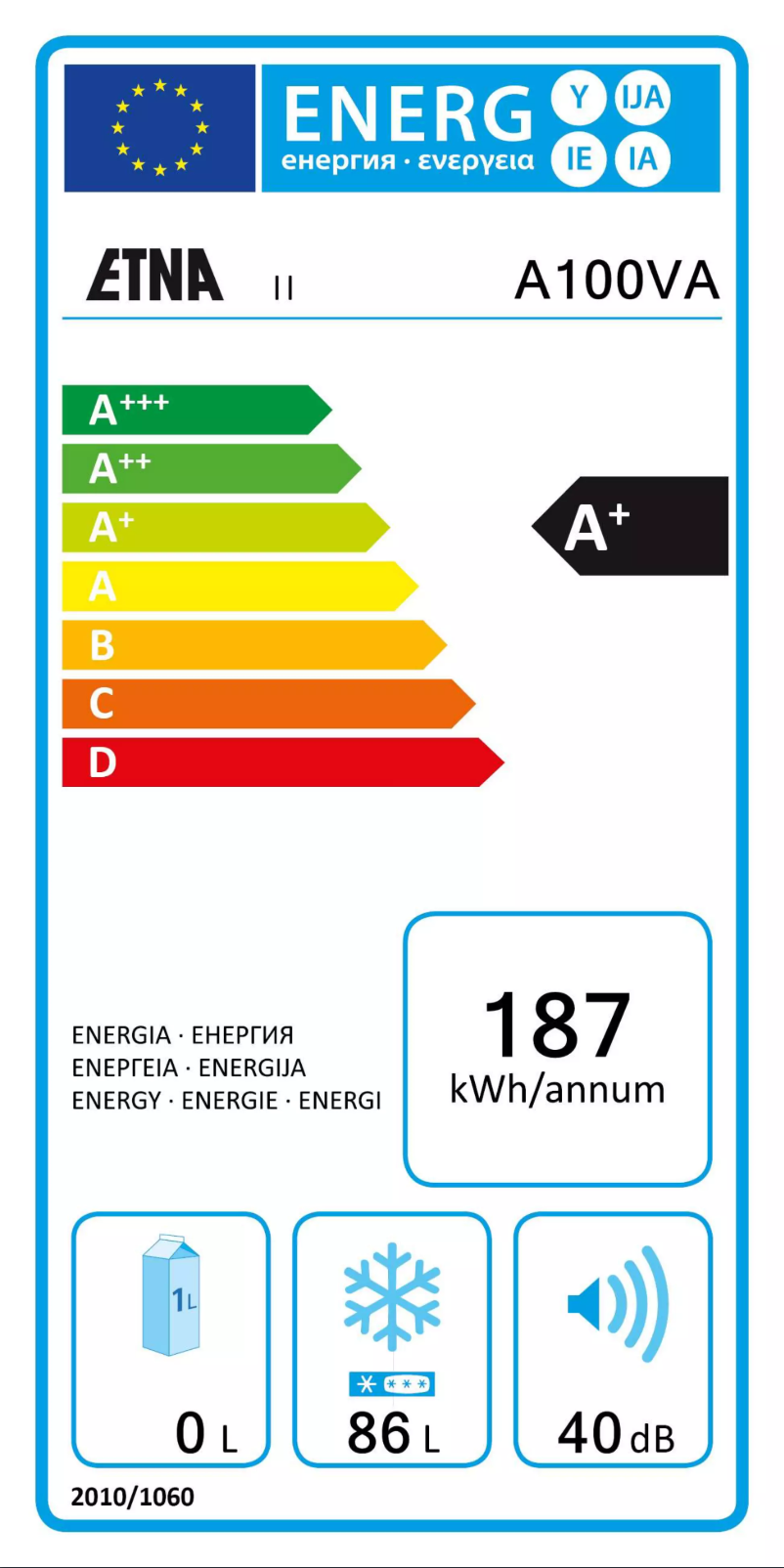 Page n°1 - Label énergétique Etna A100VA
