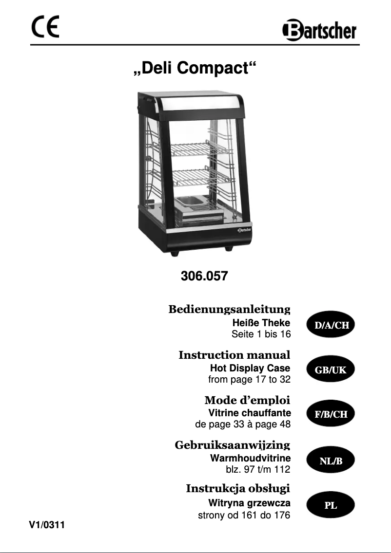 Page 1 de la notice Manuel utilisateur Bartscher Deli Compact 306057