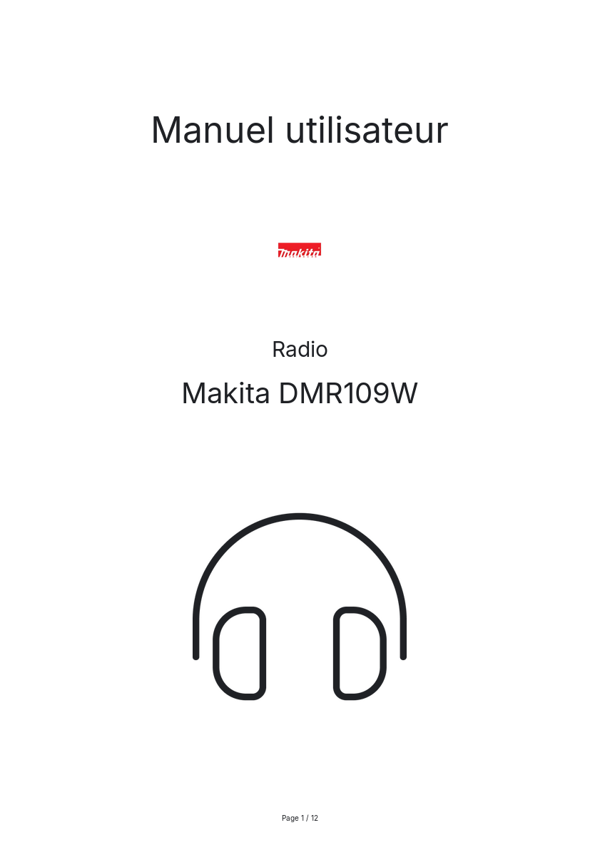 Image de la première page du manuel de l'appareil DMR109W