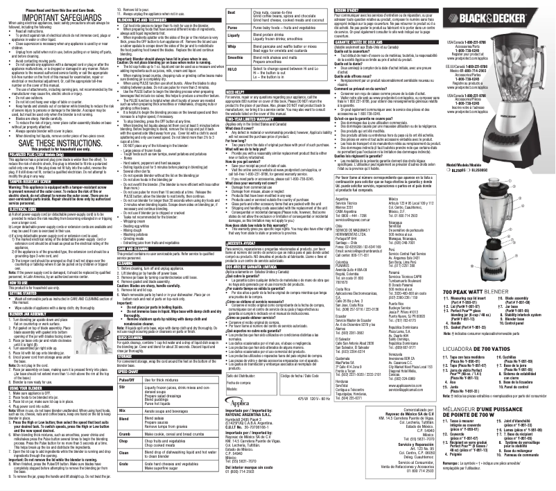 Page 1 de la notice Manuel utilisateur Black & Decker BL2500S