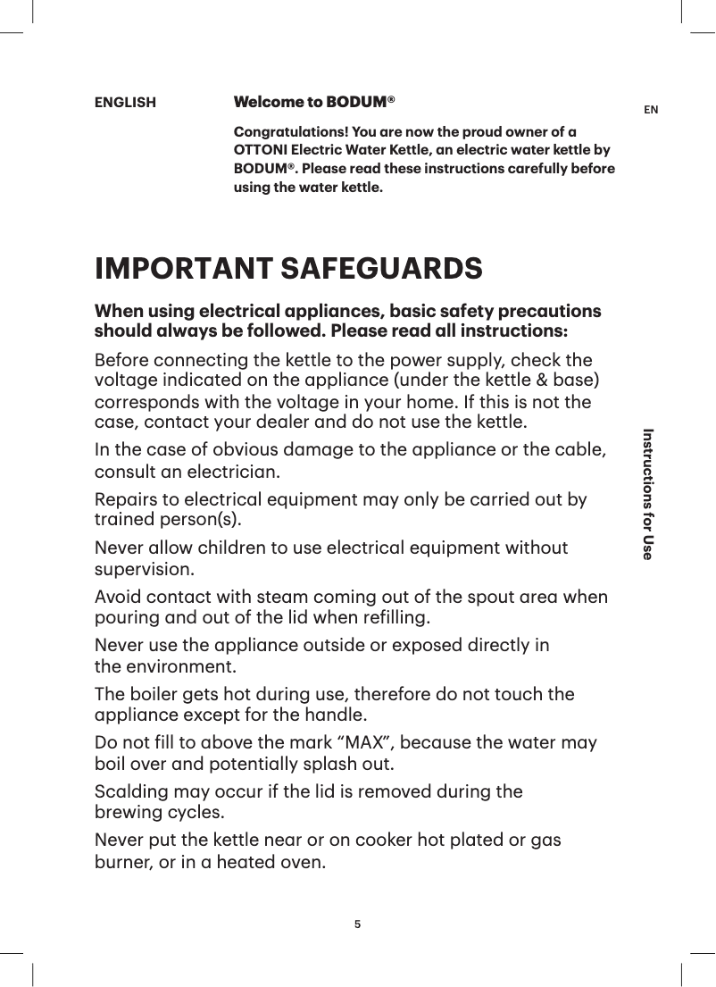 Image de la première page du manuel de l'appareil Ottoni