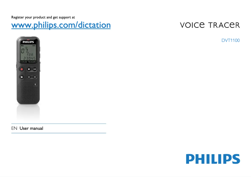 Page 1 de la notice Manuel utilisateur Philips Voice Tracer DVT1100