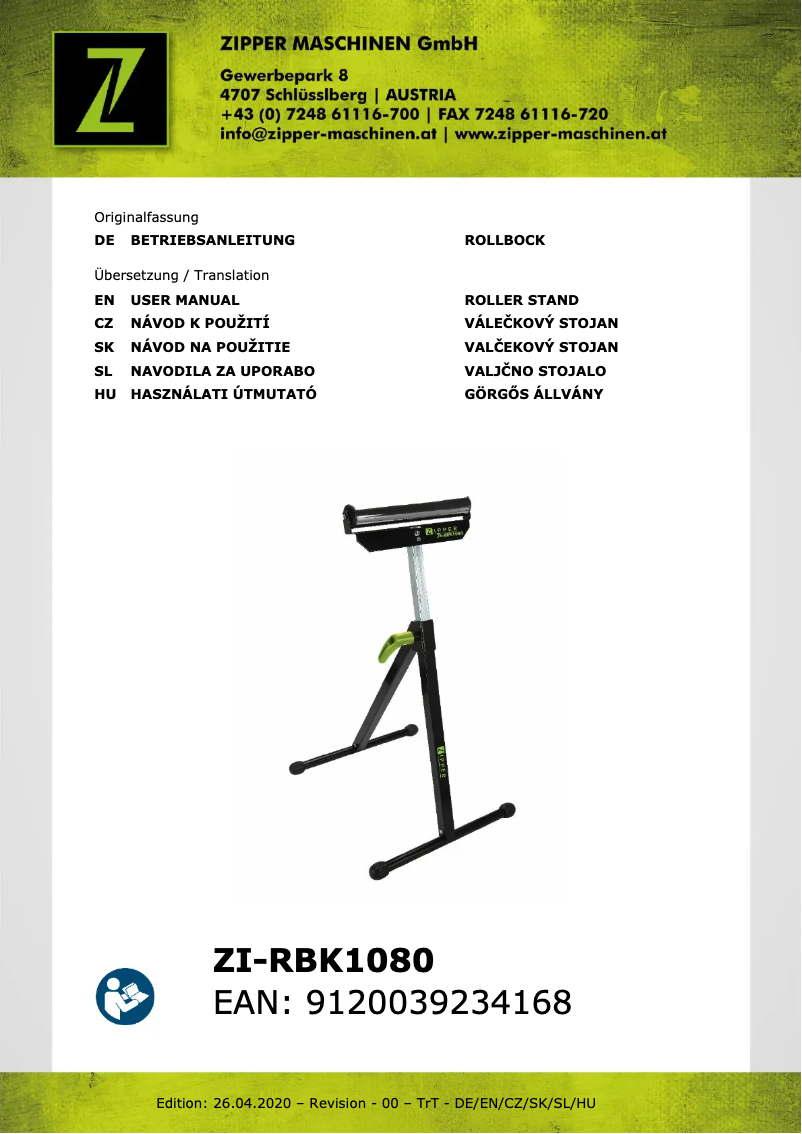 Image de la première page du manuel de l'appareil ZI-RBK1080