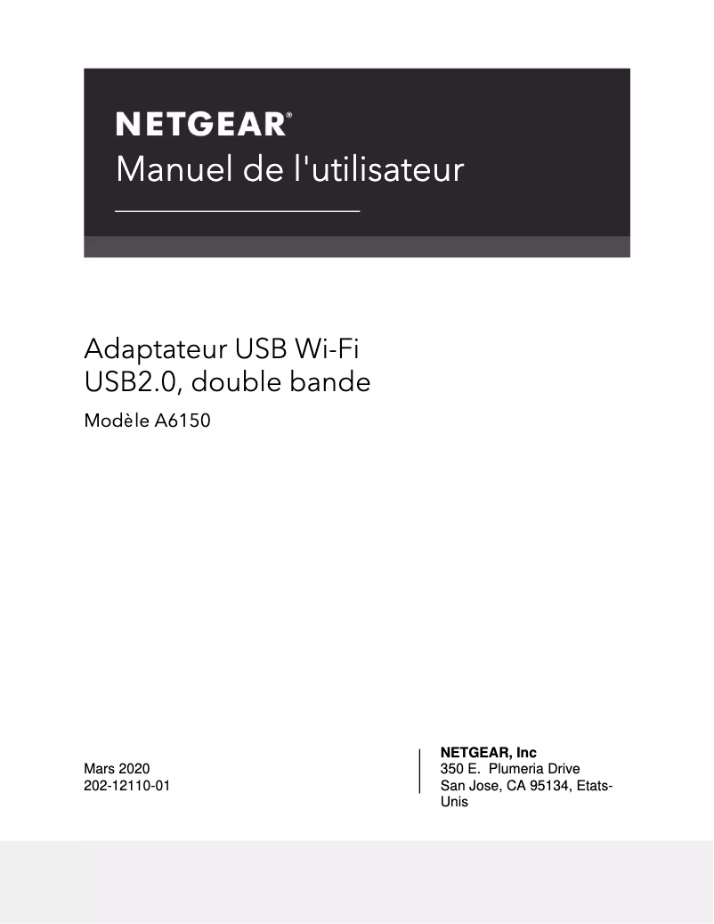 Page 1 de la notice Manuel utilisateur Netgear A6150