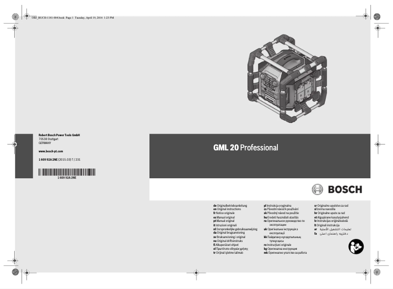 Page 1 de la notice Manuel utilisateur Bosch GML 20 Radio