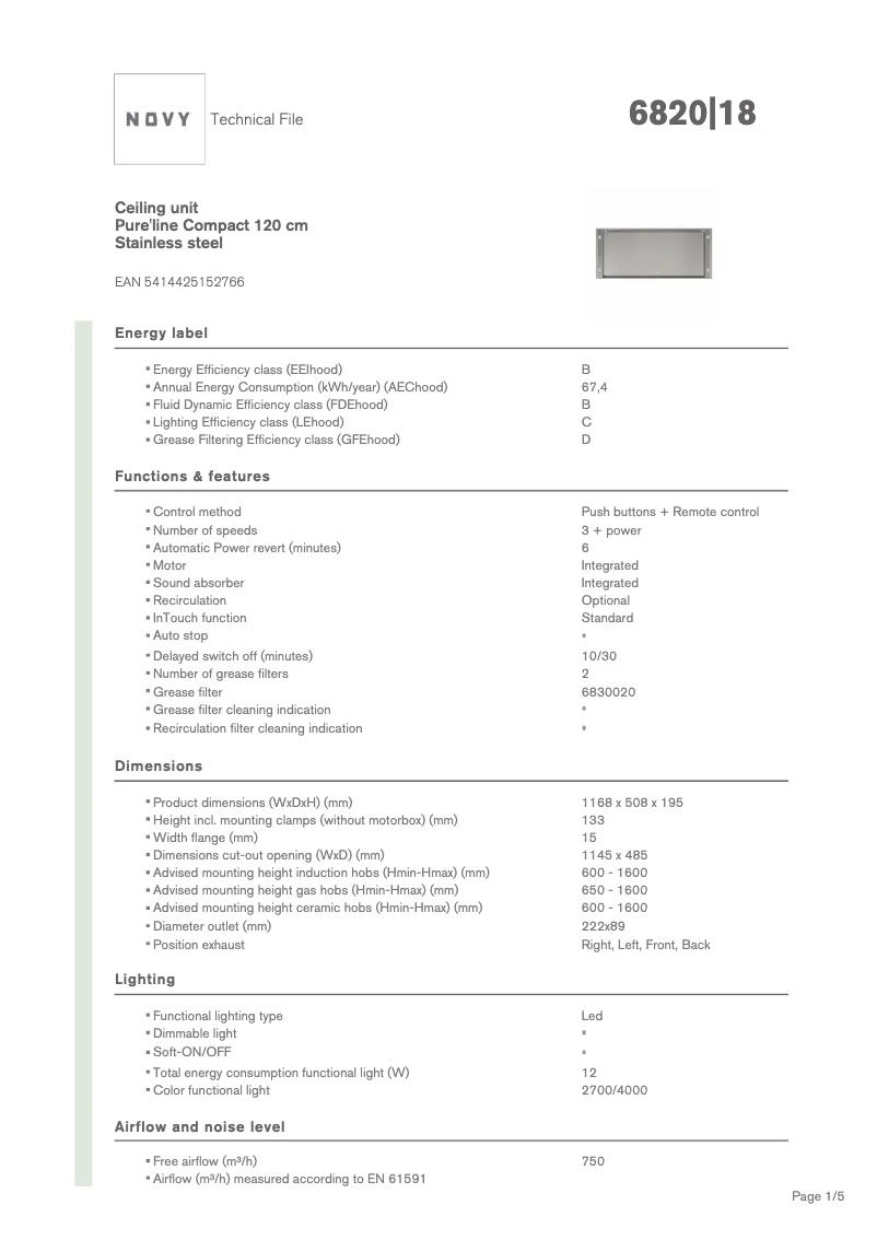Image de la première page du manuel de l'appareil Pureline Compact 6820