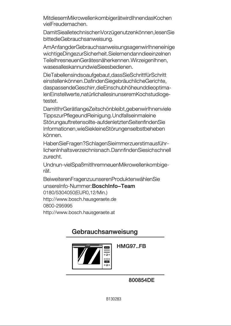 Page n°1 - Manuel utilisateur Bosch HMG 9760