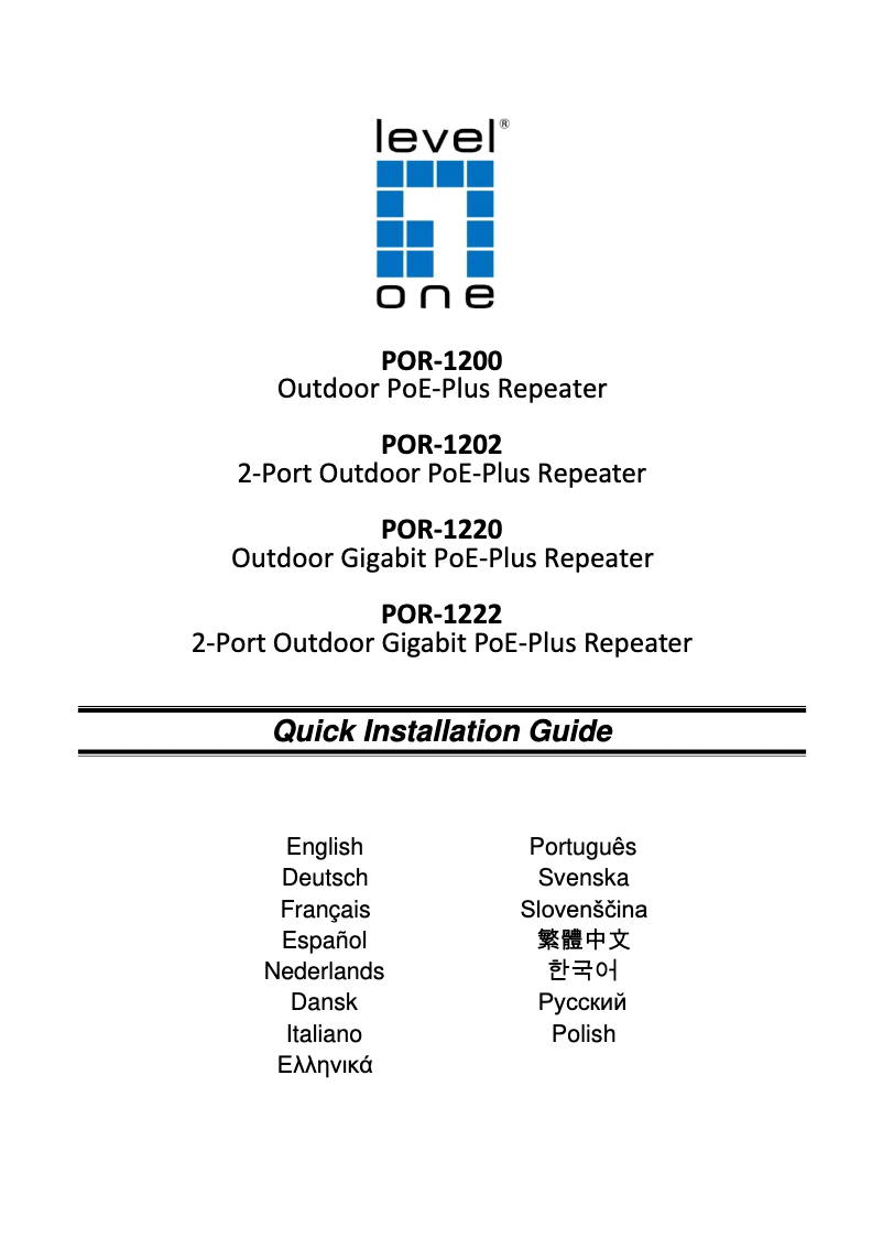 Page 1 of the manual Instruction Manual LevelOne POR-1202