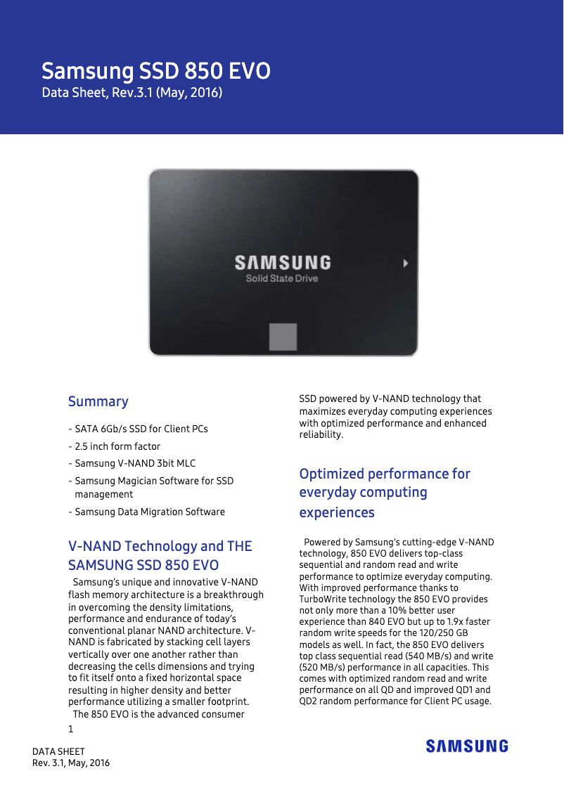 Page 1 de la notice Manuel utilisateur Samsung MZ-75E2T0