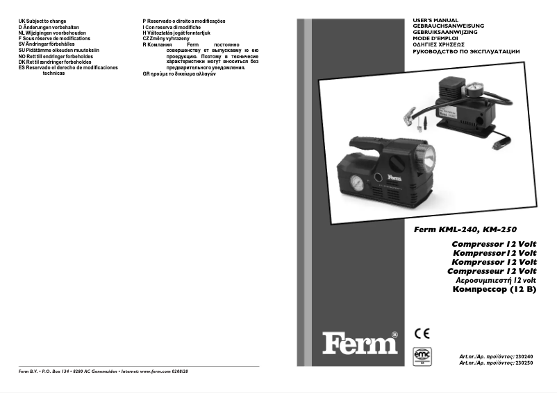 Image de la première page du manuel de l'appareil MCM1002 KM-250