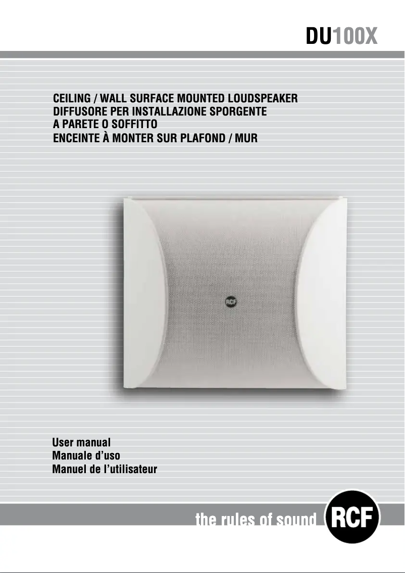 Page 1 de la notice Manuel utilisateur RCF DU 100X