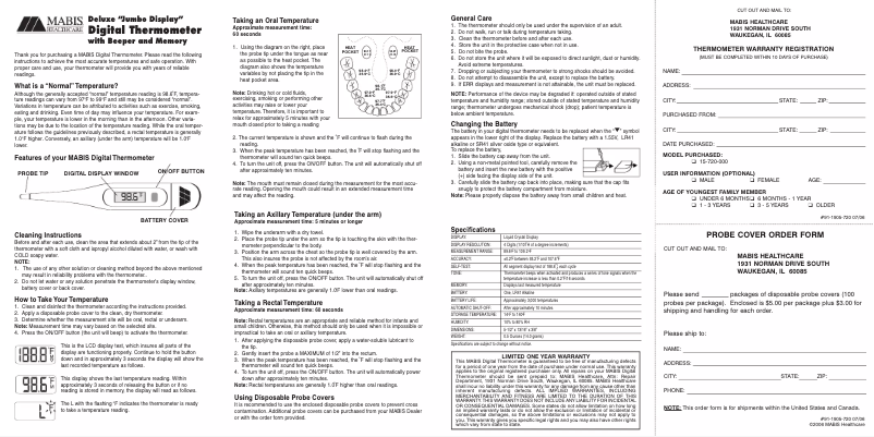 Page n°1 - Manuel utilisateur Mabis Jumbo Display