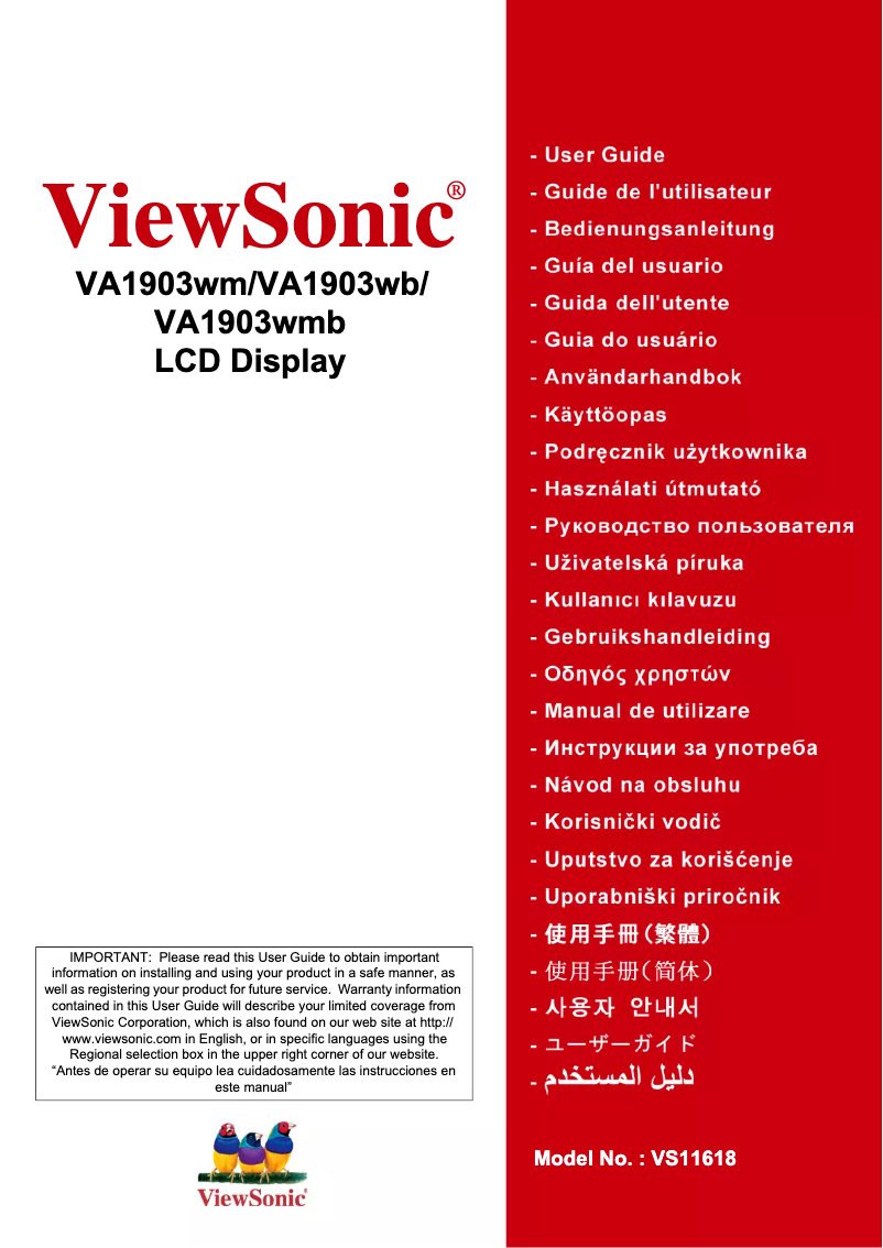 Page n°1 - Manuel utilisateur Viewsonic Value VA1903wmb