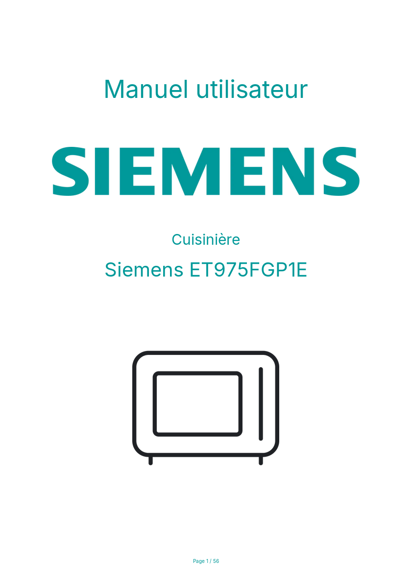 Page n°1 - Manuel utilisateur Siemens ET975FGP1E
