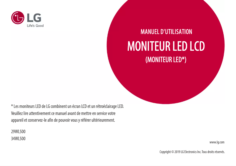 Page n°1 - Manuel utilisateur LG 34WL500-B