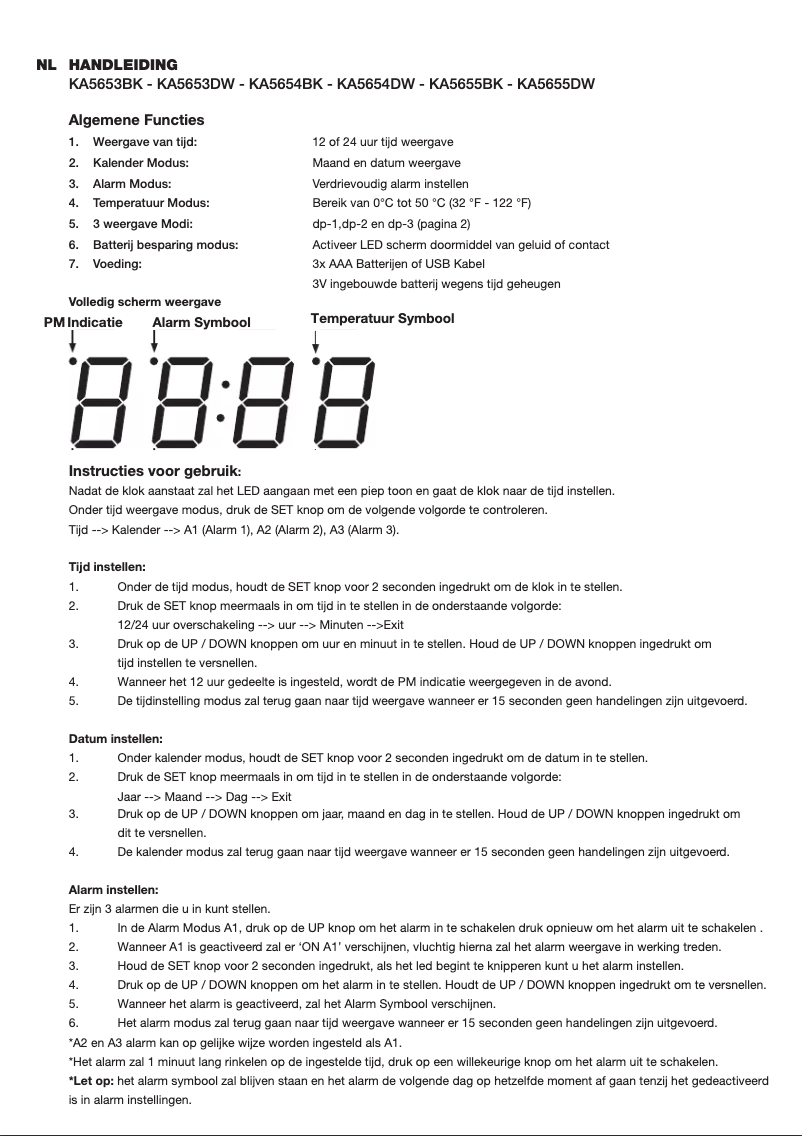 Page n°1 - Manuel utilisateur Karlsson Cube KA5655DW