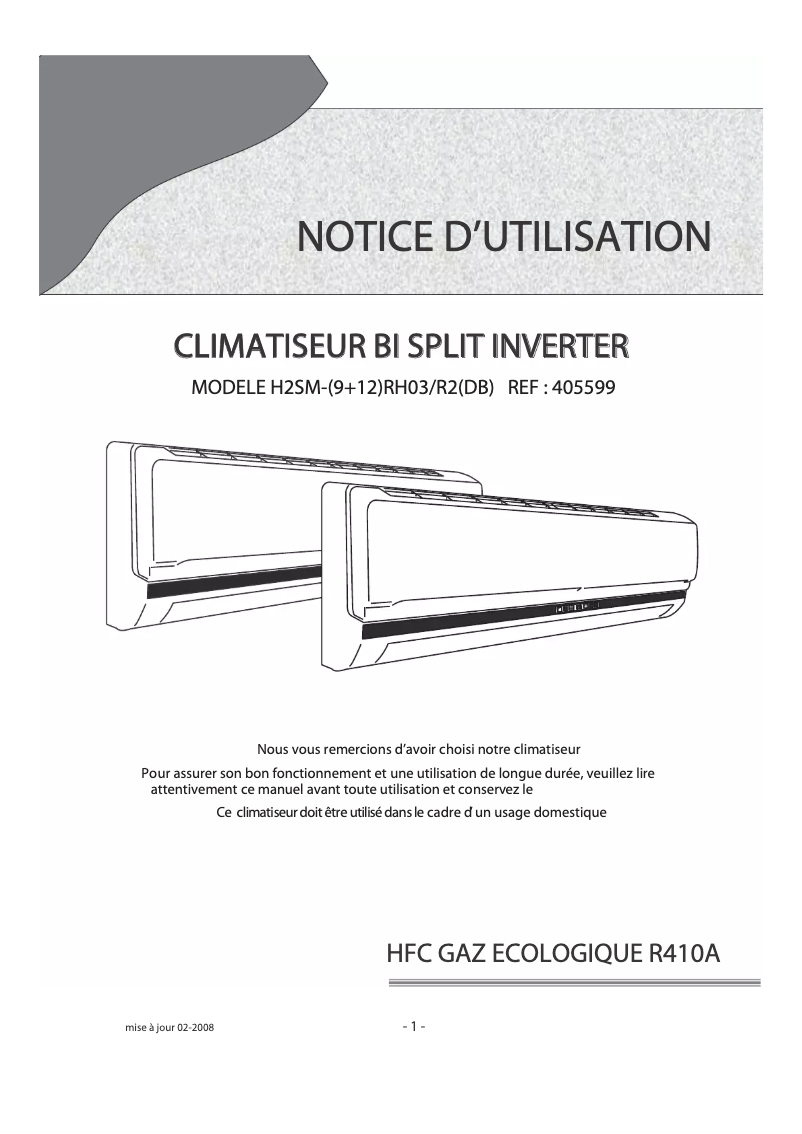 Page n°1 - Manuel utilisateur Airton H2SM 9 RH03/R2