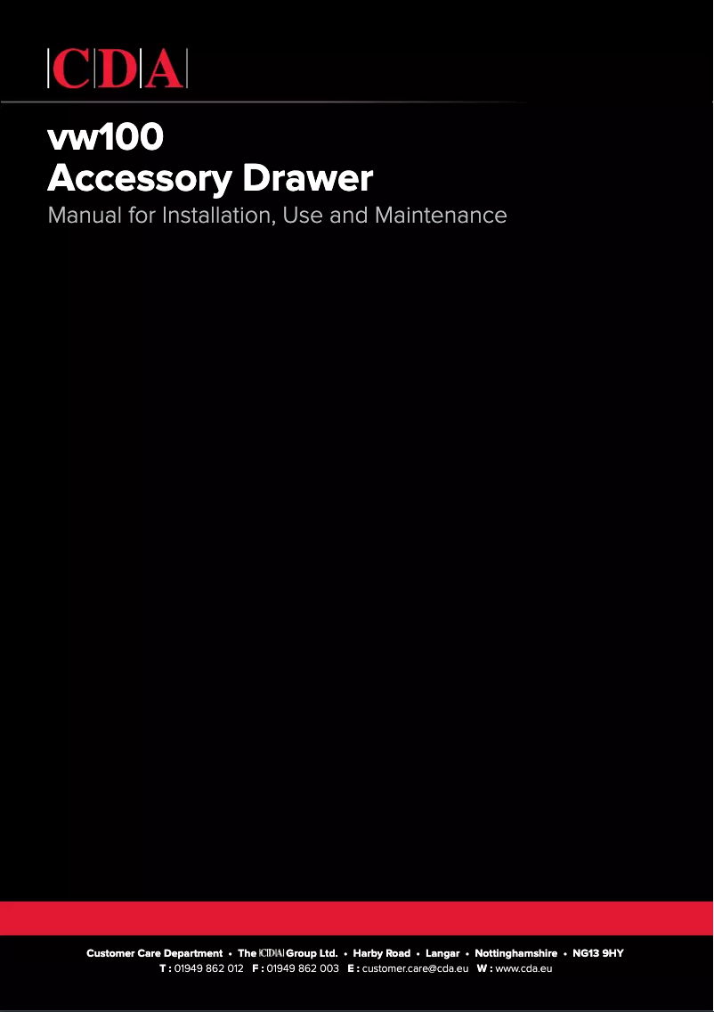 Page 1 of the manual User Manual CDA VW100