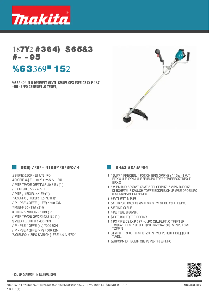 Page 1 de la notice Fiche technique Makita DUR369APT2