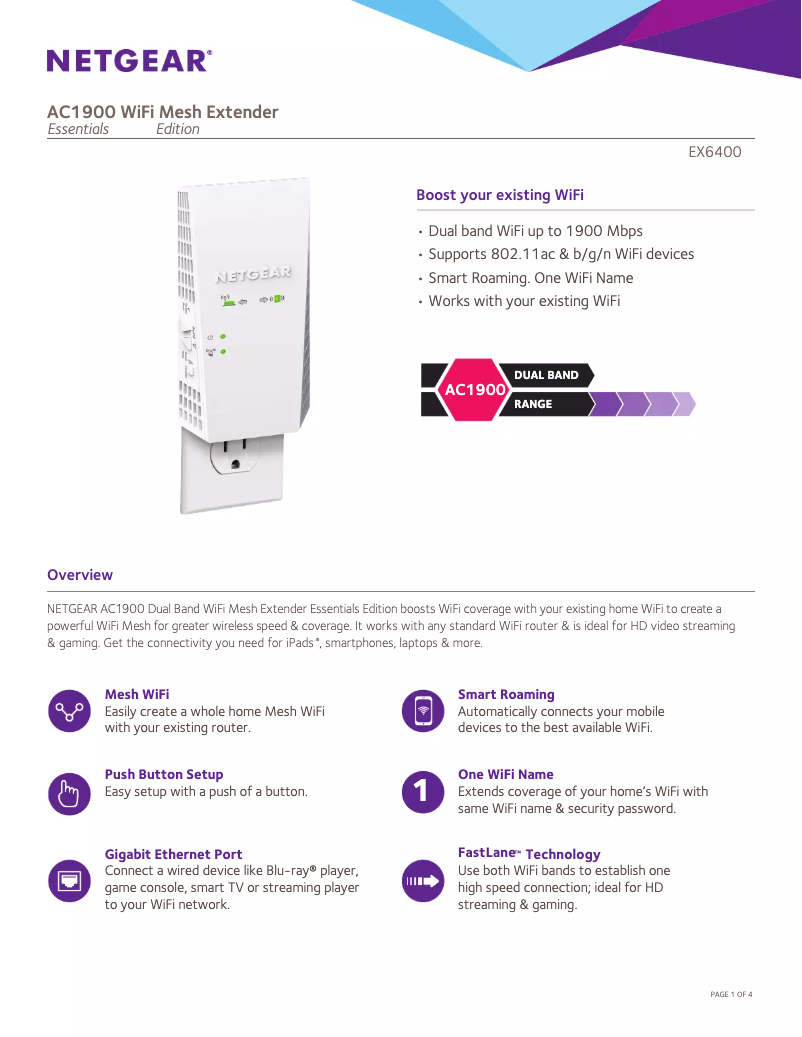 Page n°1 - Fiche technique Netgear EX6400