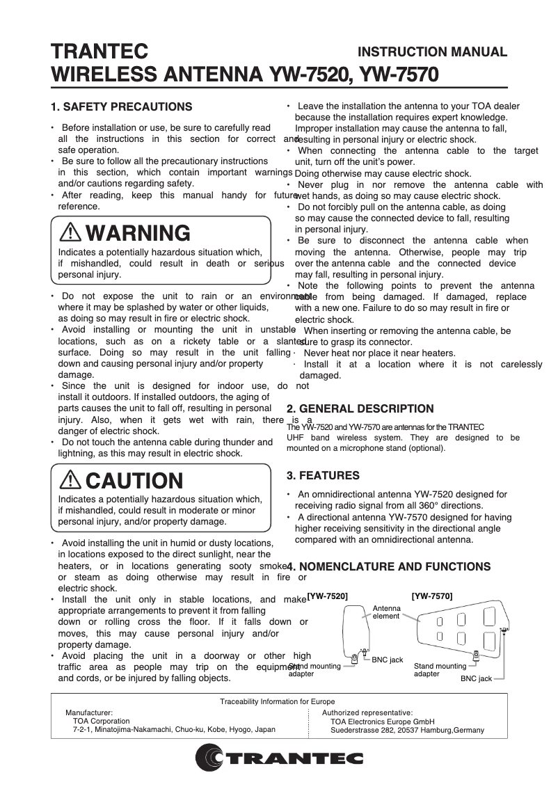 Image de la première page du manuel de l'appareil YW-7570