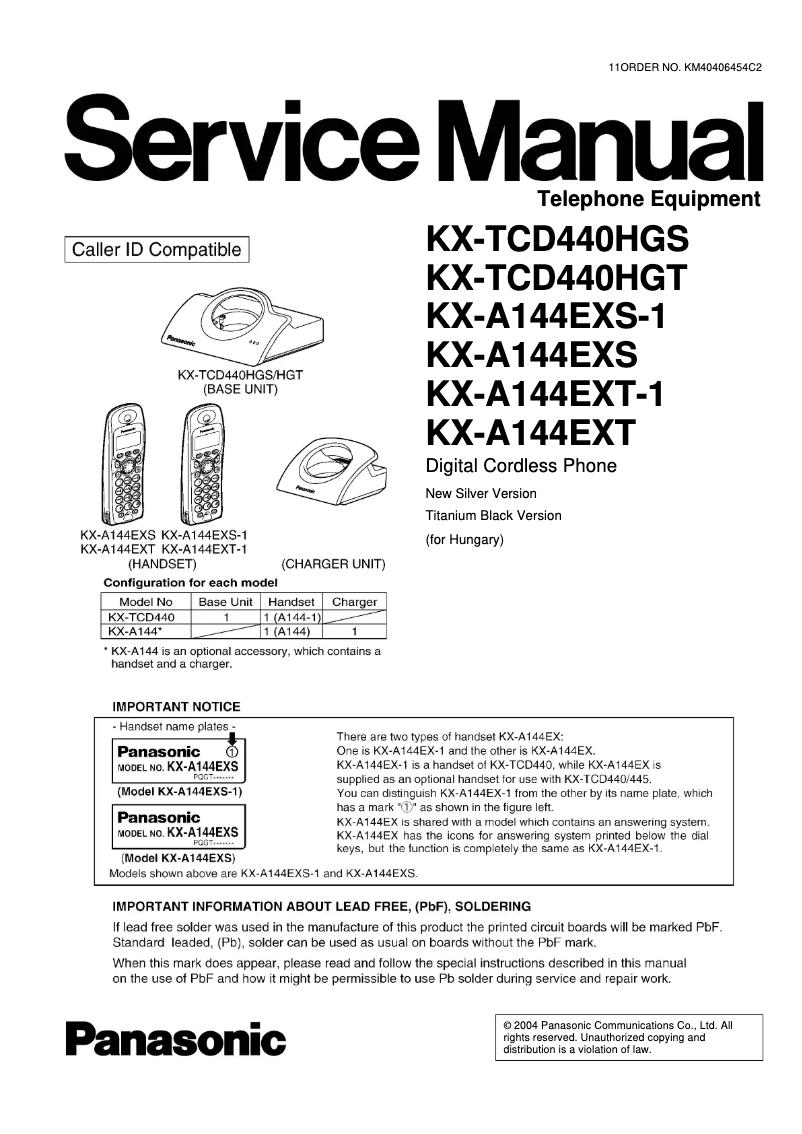 Imagen de la primera página del manual del dispositivo KX-A144EXS